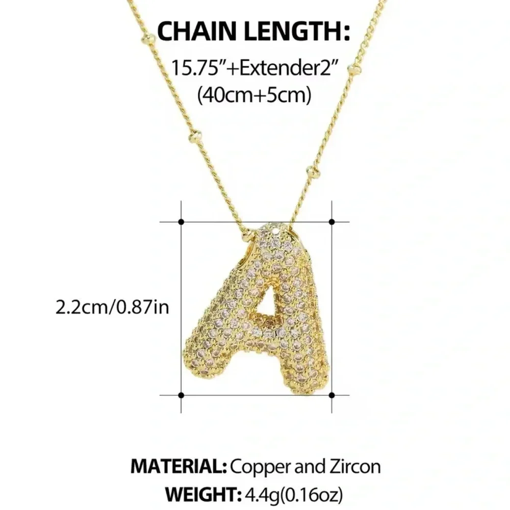 Gold Initial Necklace with Sparkling Letter Pendant